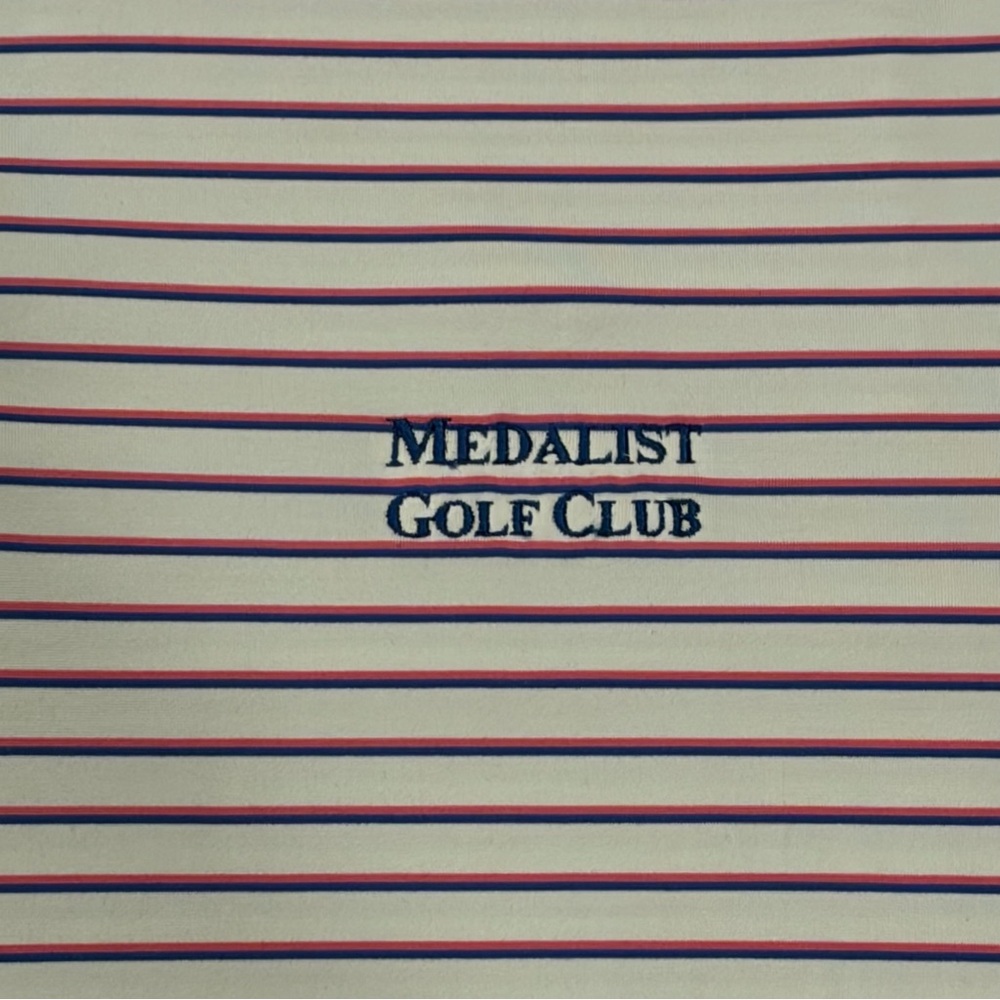Holderness & Bourne Sutton Polo Shirt Mens Large White Stripe Medalist Golf Club - Picture 5 of 9